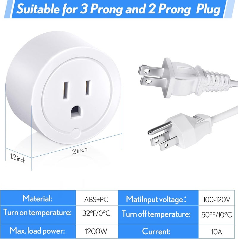 Feekoon 4 Pieces Thermostatically Controlled Outlet, On at 32°F/Off at 50 °F Thermostat Plug Outlet for Winter Chicken Water Coop Heater, Temperature Controllers for Bird Bath Deicer Outdoor - Image 2